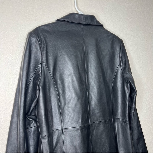 Juliet Michelle Black 100% Genuine Leather Retro 90s 00s Y2K Blazer Jacket Sz L - Picture 10 of 10